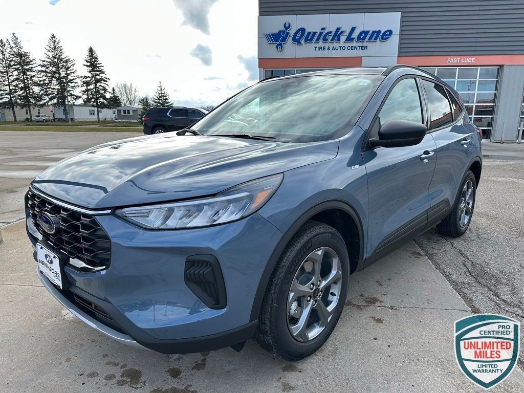 2026 Ford Escape ST-Line in Vapor Blue Metallic — front three-quarter view
