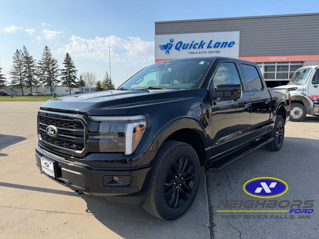 2026 Ford F-150 Lariat in Agate Black Metallic — front three-quarter view