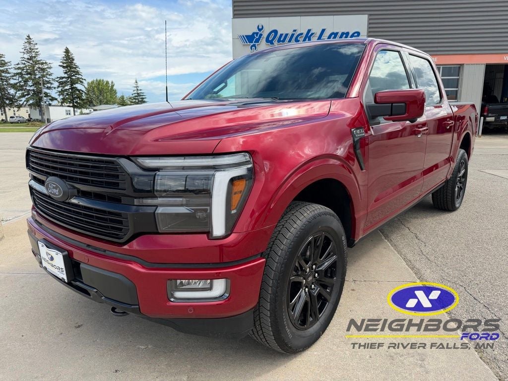 2026 Ford F-150 Platinum in Ruby Red Metallic Tinted Clearcoat — front three-quarter view